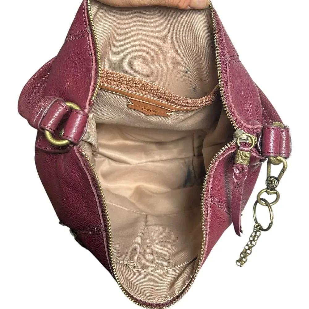 The Sak Burgundy Leather Sequoia Hobo Bag